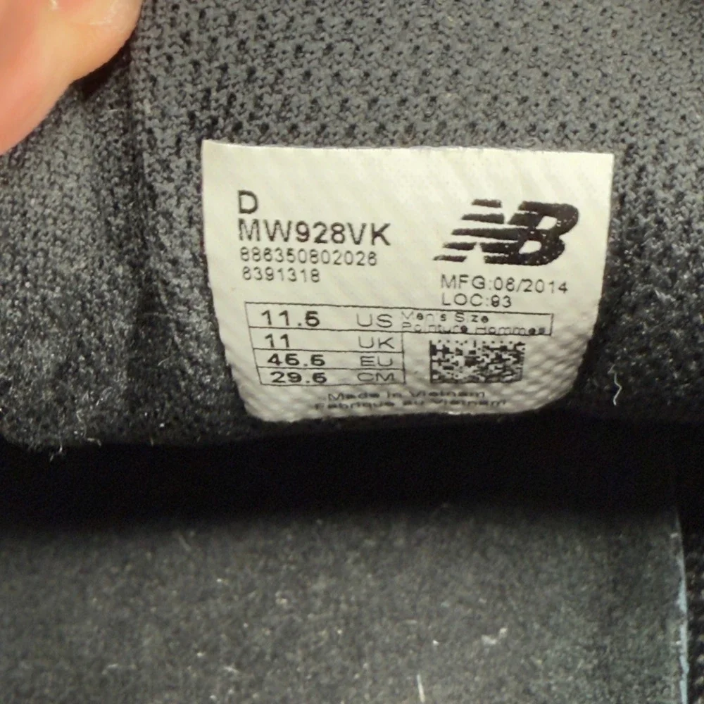 New Balance 928v1 Mens 11.5 11 1/2 D Walking Shoe Hook Loop Adjustable‎ Black